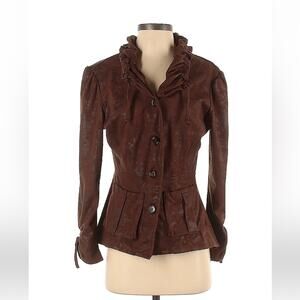 Hanna for La Journee faux suede fitted button down jacket, size 1 or small